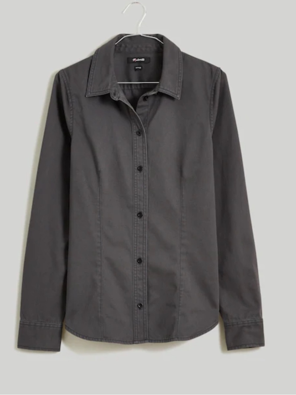 NWT Madewell Darted Button-Up Shirt in (Re)generative Chino Charcoal 10